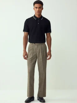 Black Regular Fit Short Sleeve Tipped Polo Shirt