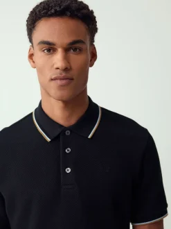 Black Regular Fit Short Sleeve Tipped Polo Shirt