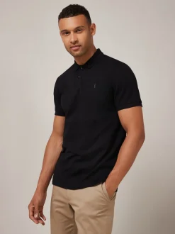 Black Regular Fit Short Sleeve Pique Polo Shirt