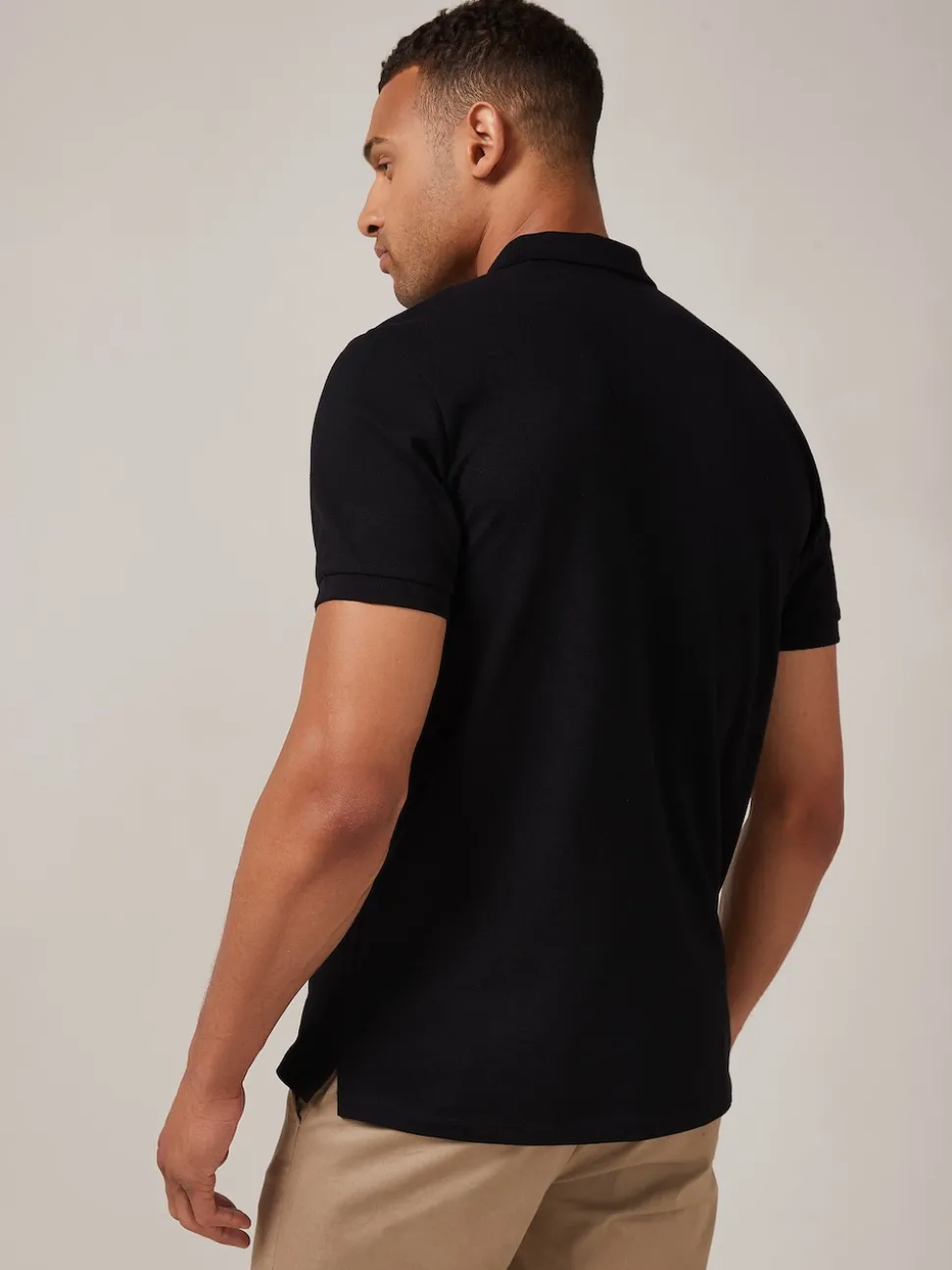 Black Regular Fit Short Sleeve Pique Polo Shirt