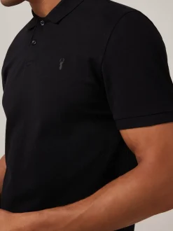 Black Regular Fit Short Sleeve Pique Polo Shirt