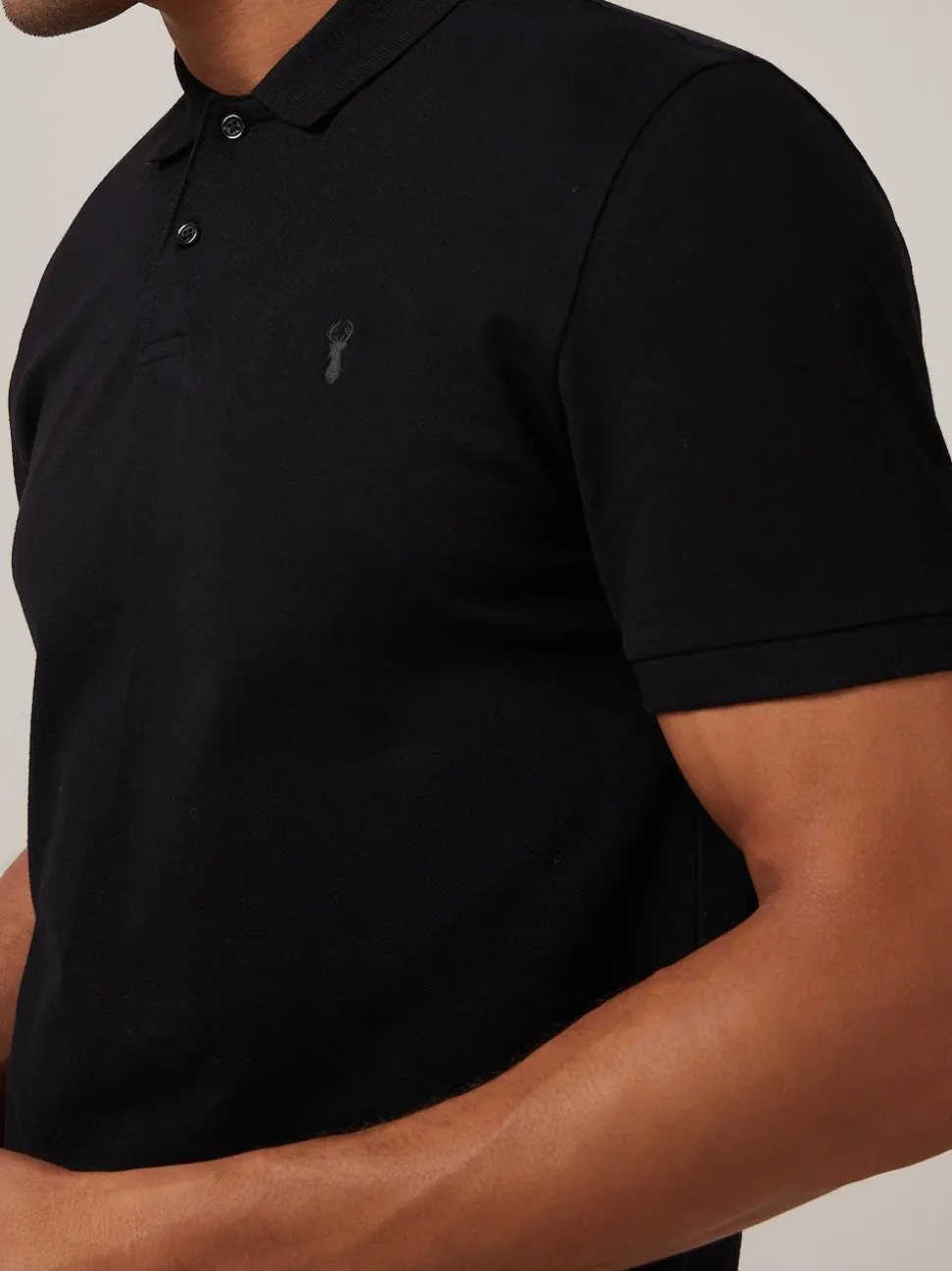 Black Regular Fit Short Sleeve Pique Polo Shirt