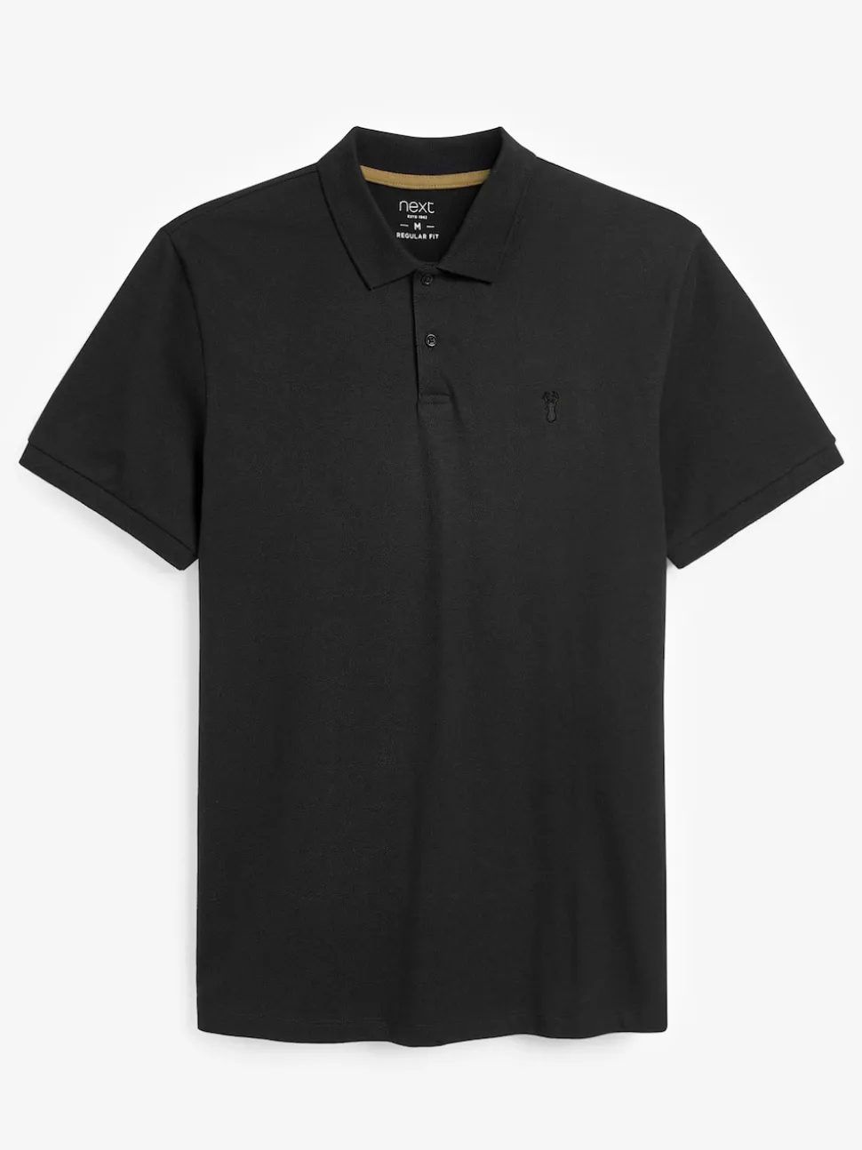 Black Regular Fit Short Sleeve Pique Polo Shirt