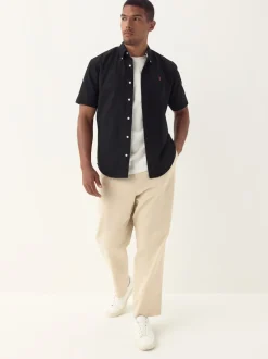 Black Regular Fit Short Sleeve Oxford Shirt