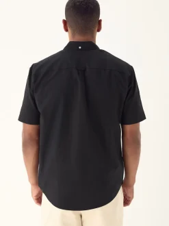 Black Regular Fit Short Sleeve Oxford Shirt