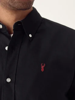 Black Regular Fit Short Sleeve Oxford Shirt