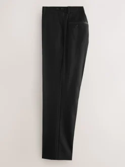 Black Regular Fit Signature Marzotto Wool Tuxedo Trousers With Side Tape Detail