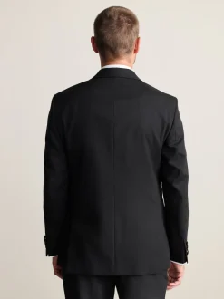 Black Regular Fit Signature Nova Fides 100% Italian Wool Tuxedo Suit Jacket