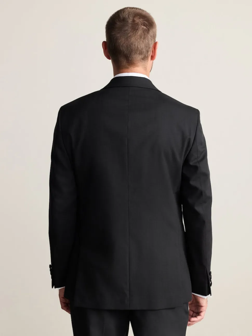 Black Regular Fit Signature Nova Fides 100% Italian Wool Tuxedo Suit Jacket