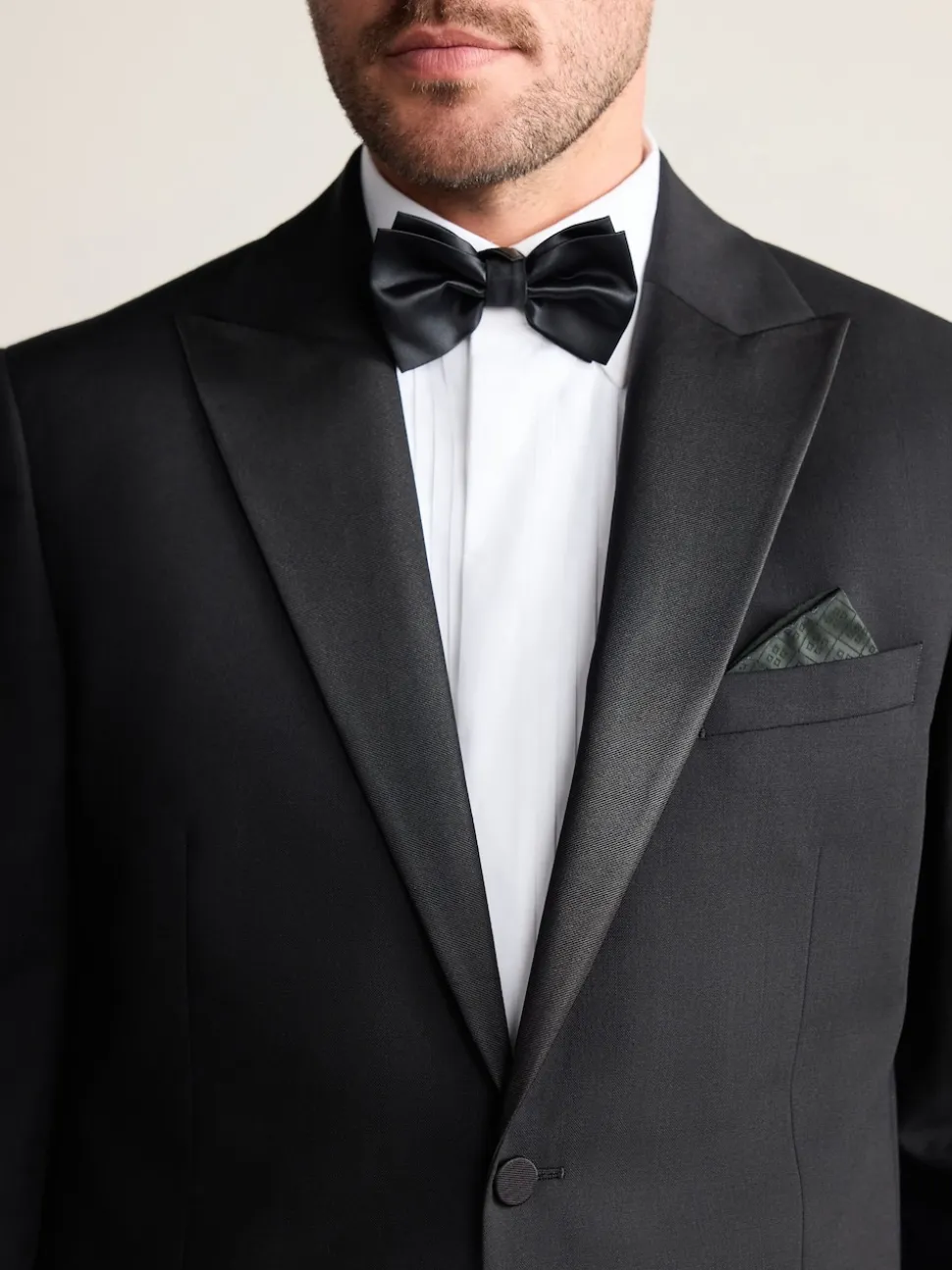 Black Regular Fit Signature Nova Fides 100% Italian Wool Tuxedo Suit Jacket