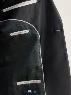 Black Regular Fit Signature Nova Fides 100% Italian Wool Tuxedo Suit Jacket