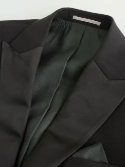 Black Regular Fit Signature Nova Fides 100% Italian Wool Tuxedo Suit Jacket