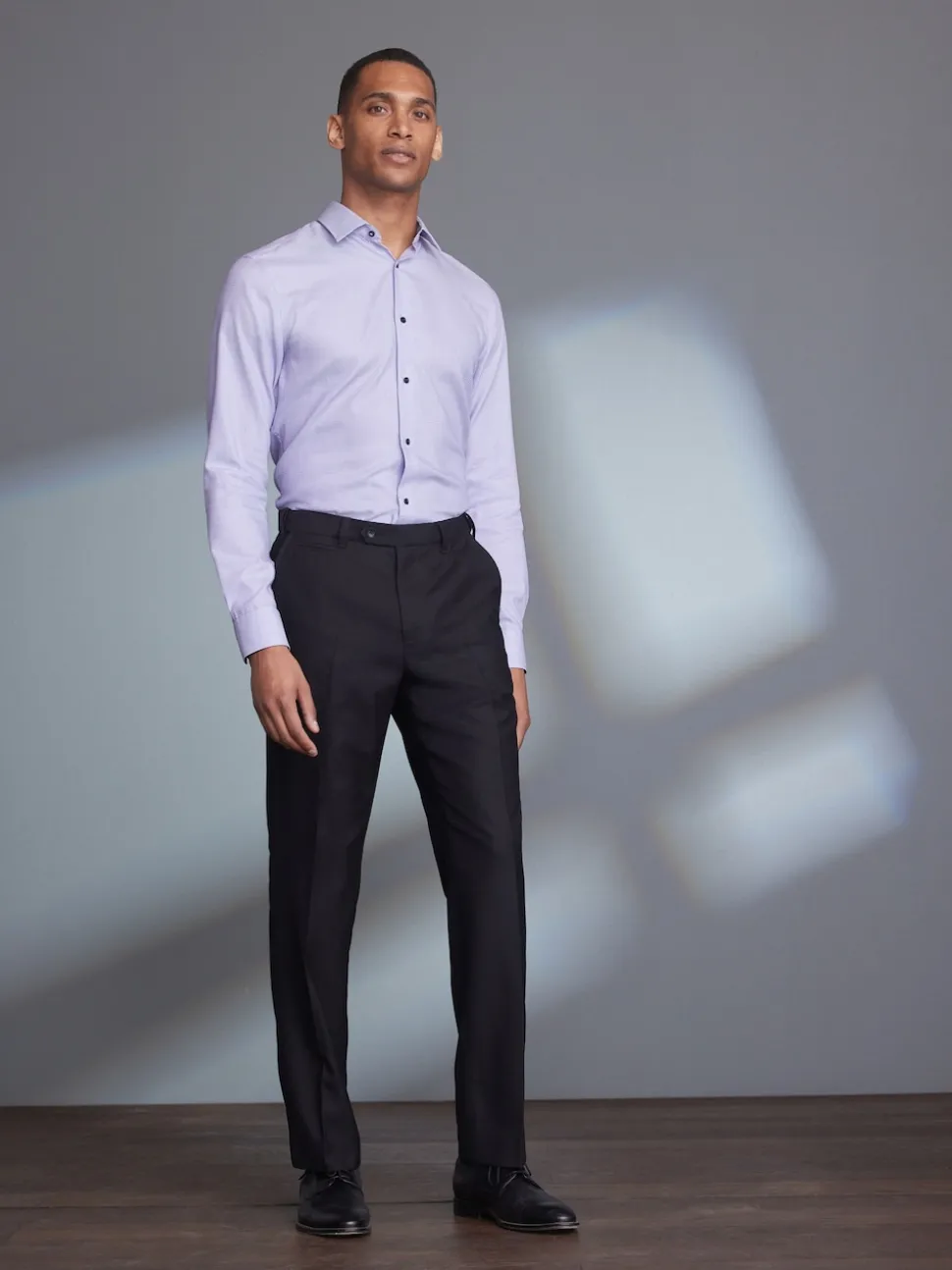 Black Regular Fit Signature 100% Wool Trousers With Motion Flex Waistband