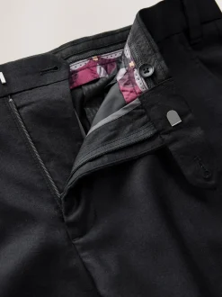Black Regular Fit Signature 100% Wool Trousers With Motion Flex Waistband