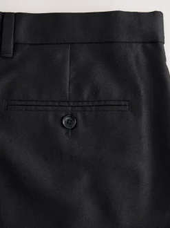 Black Regular Fit Signature 100% Wool Trousers With Motion Flex Waistband
