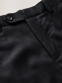 Black Regular Fit Signature 100% Wool Trousers With Motion Flex Waistband