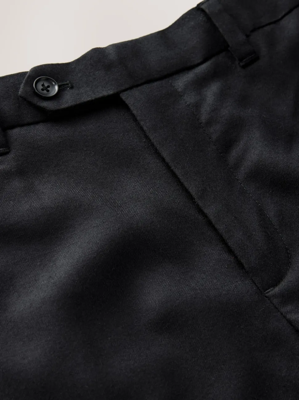 Black Regular Fit Signature 100% Wool Trousers With Motion Flex Waistband