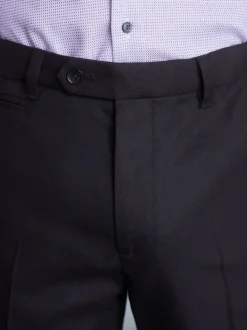 Black Regular Fit Signature 100% Wool Trousers With Motion Flex Waistband