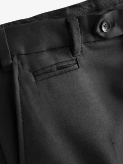 Black Regular Fit Signature 100% Wool Trousers With Motion Flex Waistband