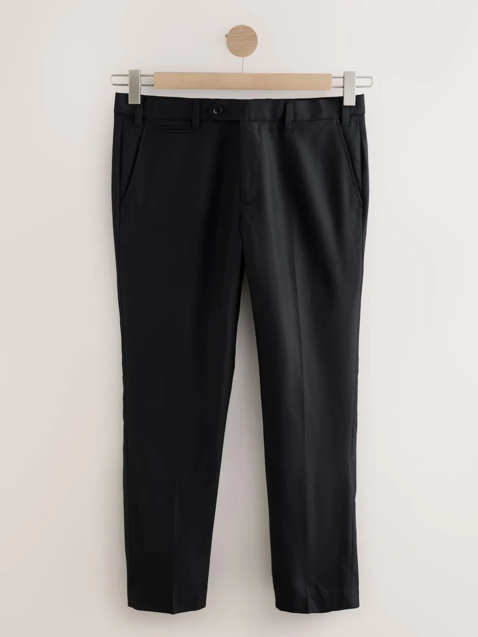 Black Regular Fit Signature 100% Wool Trousers With Motion Flex Waistband
