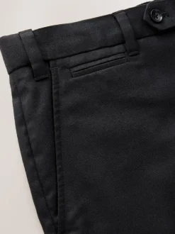 Black Regular Fit Signature 100% Wool Trousers With Motion Flex Waistband