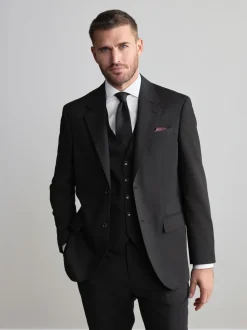Black Regular Fit Signature Nova Fides 100% Italian Wool Suit Jacket
