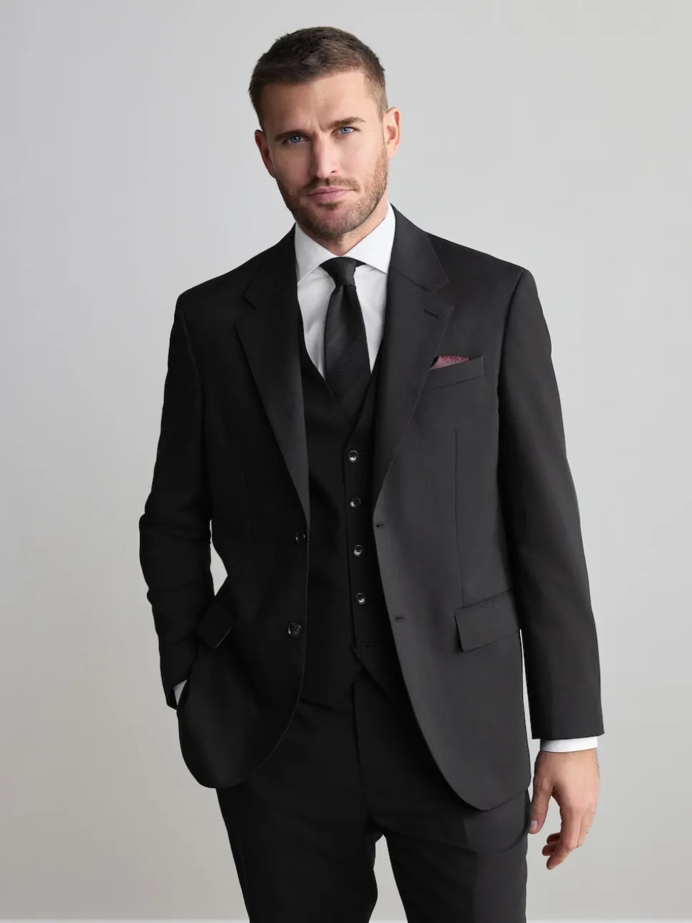 Black Regular Fit Signature Nova Fides 100% Italian Wool Suit Jacket