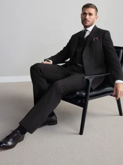 Black Regular Fit Signature Nova Fides 100% Italian Wool Suit Jacket