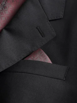 Black Regular Fit Signature Nova Fides 100% Italian Wool Suit Jacket