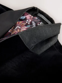Black Regular Fit Signature Pontoglio Italian Velvet Blazer With Shawl Lapel