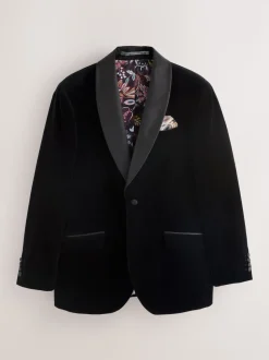 Black Regular Fit Signature Pontoglio Italian Velvet Blazer With Shawl Lapel