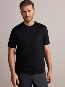 Black Regular Fit Signature SUPIMA® Cotton Crew Neck T-Shirt