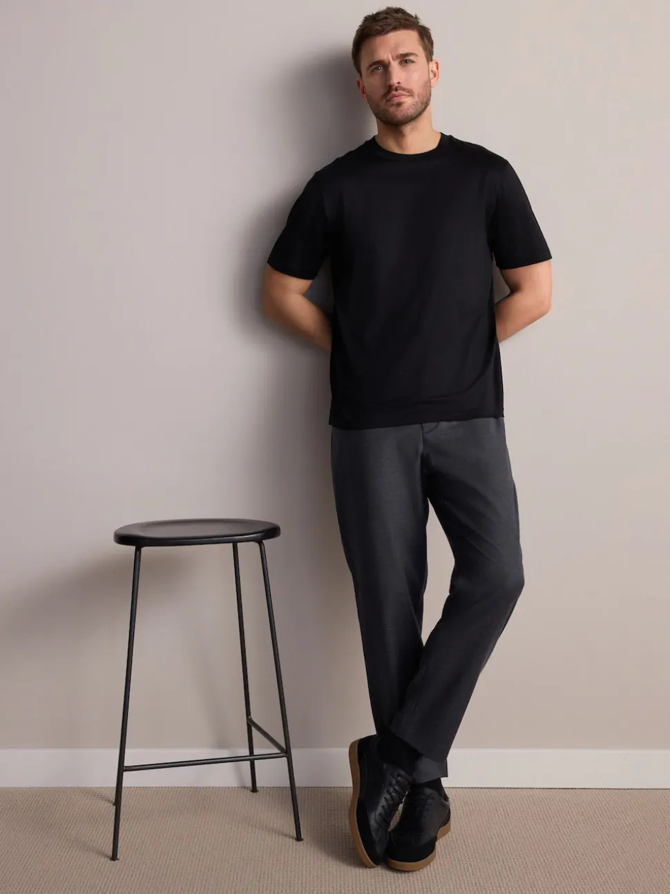 Black Regular Fit Signature SUPIMA® Cotton Crew Neck T-Shirt