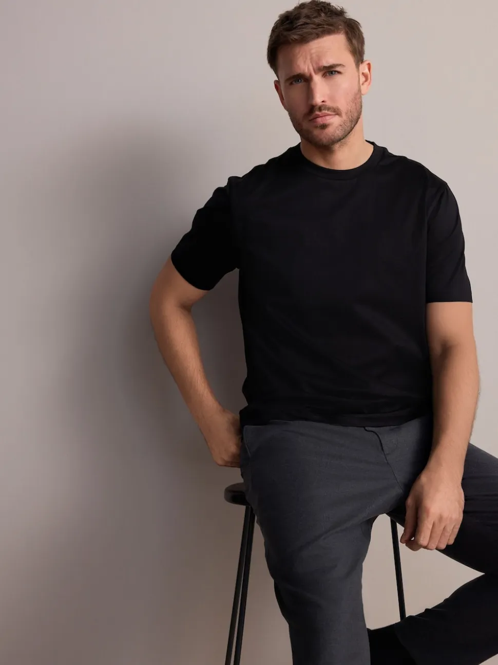 Black Regular Fit Signature SUPIMA® Cotton Crew Neck T-Shirt