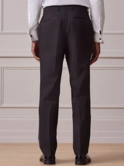 Black Regular Fit Signature Nova Fides 100% Italian Wool Tuxedo Suit Trousers