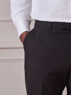 Black Regular Fit Signature Nova Fides 100% Italian Wool Tuxedo Suit Trousers
