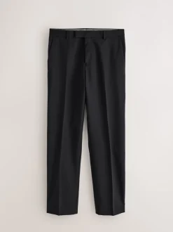 Black Regular Fit Signature Nova Fides 100% Italian Wool Tuxedo Suit Trousers