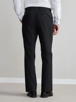 Black Regular Fit Slim Fit Signature Nova Fides 100% Italian Wool Suit Trousers