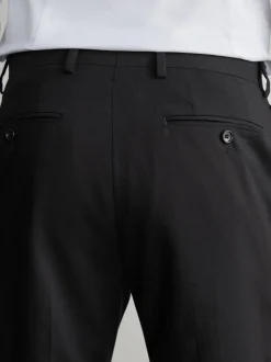 Black Regular Fit Slim Fit Signature Nova Fides 100% Italian Wool Suit Trousers