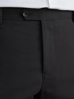 Black Regular Fit Slim Fit Signature Nova Fides 100% Italian Wool Suit Trousers