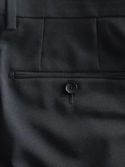 Black Regular Fit Slim Fit Signature Nova Fides 100% Italian Wool Suit Trousers