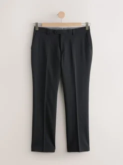 Black Regular Fit Slim Fit Signature Nova Fides 100% Italian Wool Suit Trousers