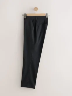 Black Regular Fit Slim Fit Signature Nova Fides 100% Italian Wool Suit Trousers