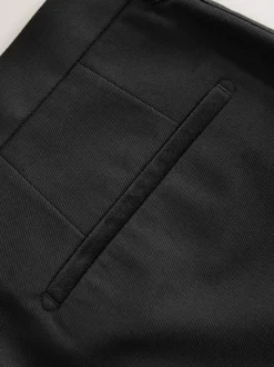 Black Regular Fit Smart Tuxedo Trousers With Velvet Side Tape Detail