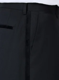 Black Regular Fit Smart Tuxedo Trousers With Velvet Side Tape Detail