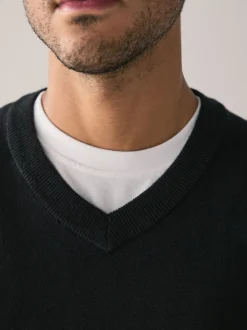 Black Regular Fit Soft Touch V-Neck Jumpers 3 Pack