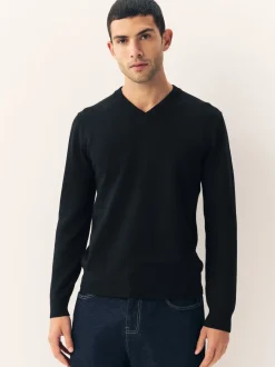 Black Regular Fit Soft Touch V-Neck Jumpers 2 Pack