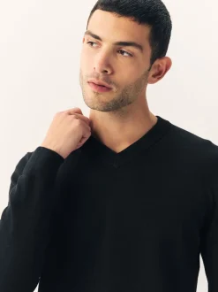 Black Regular Fit Soft Touch V-Neck Jumpers 2 Pack