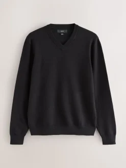 Black Regular Fit Soft Touch V-Neck Jumpers 2 Pack
