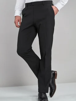 Black Regular Fit Stretch Smart Trousers